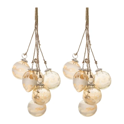 20" Gold Glass Ball Cluster Drop Ornaments, 2ct.