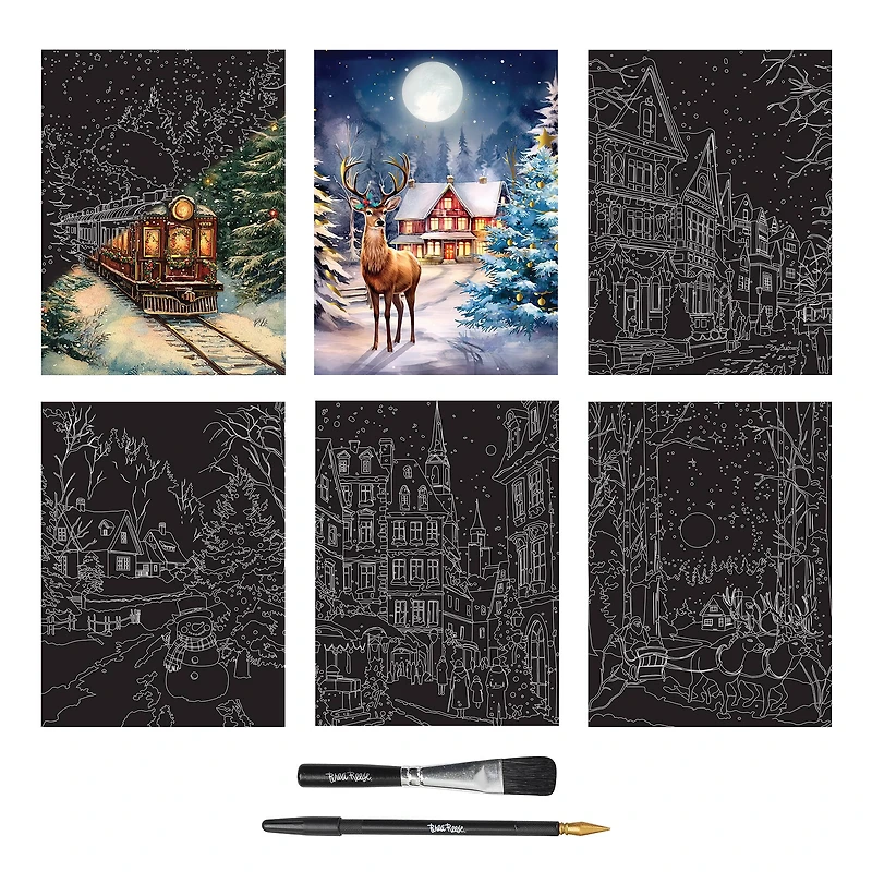 Brea Reese™ 9" x 12" Moonlight Christmas Scratch Art Paper Pad