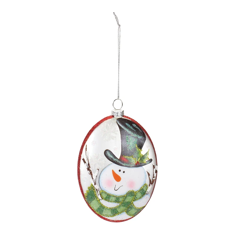12ct. 5" Glass Snowman Disc Ornament Set