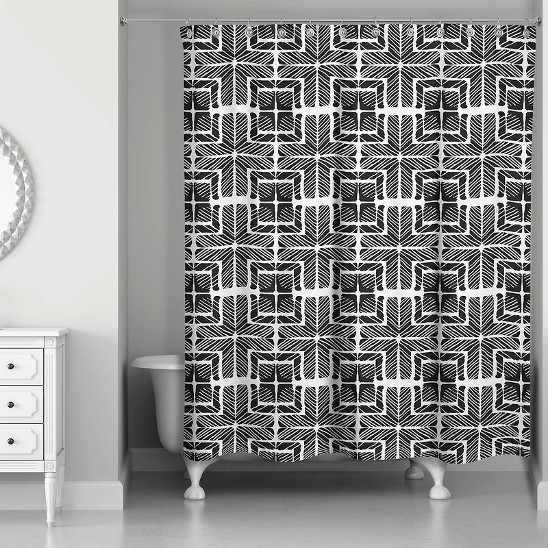 Shibori Squares Shower Curtain