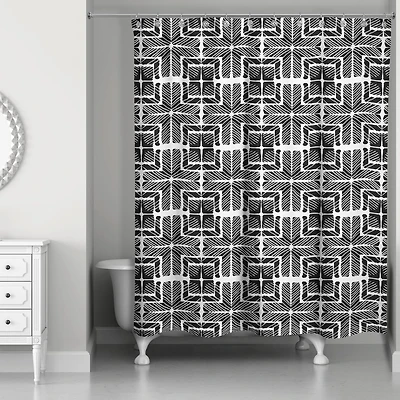 Shibori Squares Shower Curtain