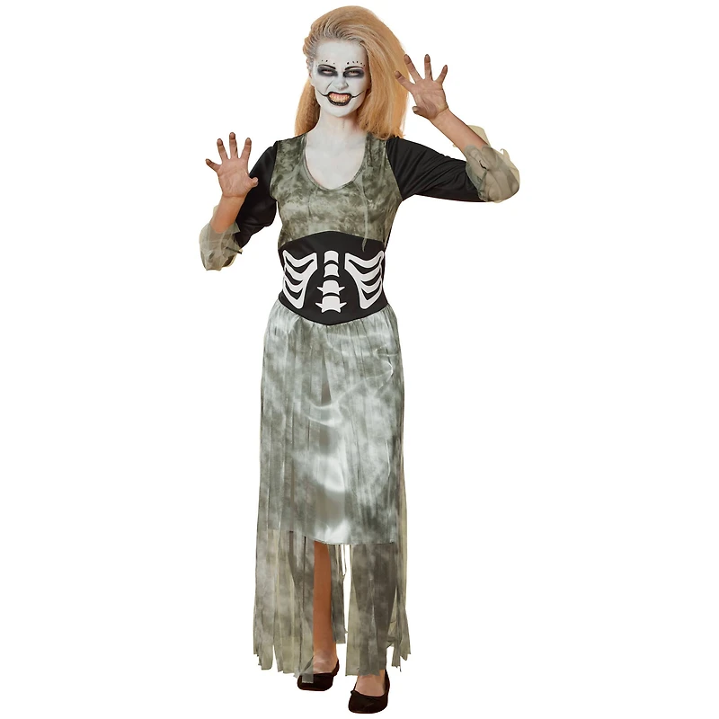 Small Green & Black Zombie Bride Women's Costume