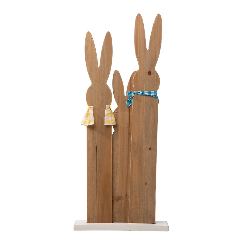 Glitzhome® 30" Easter Wooden Bunny Family Standing Décor