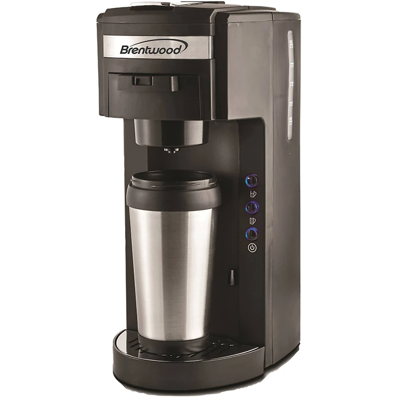Brentwood Black Single-Serve Coffee Maker with Travel Mug