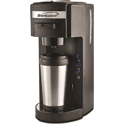Brentwood Black Single-Serve Coffee Maker with Travel Mug