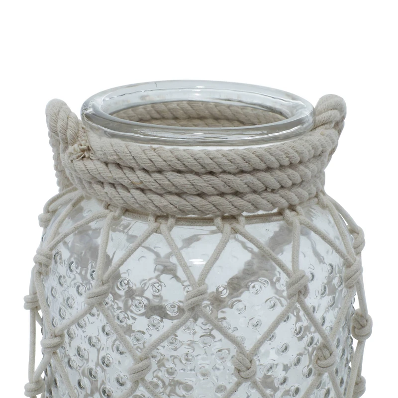 Clear Glass Coastal Candle Holder Lantern, 18" x 7" x 7"
