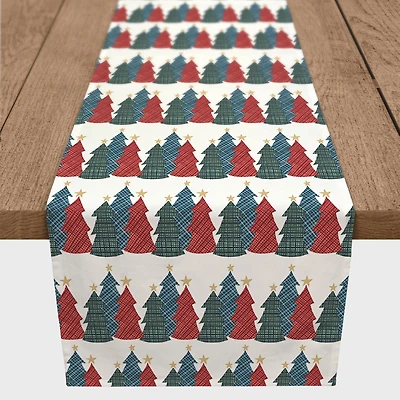 72'' Christmas Tree Trio Cotton Twill Runner