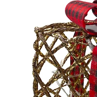 LED Rustic Rattan Christmas Gift Boxes with Pinecones Set