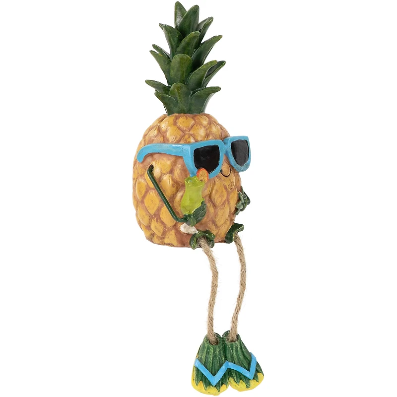 10" Tropical Boy Pineapple with Cocktail and Dangling Legs