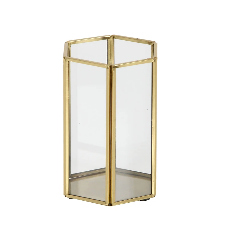 CosmoLiving by Cosmopolitan Gold Glass Modern Lantern Set