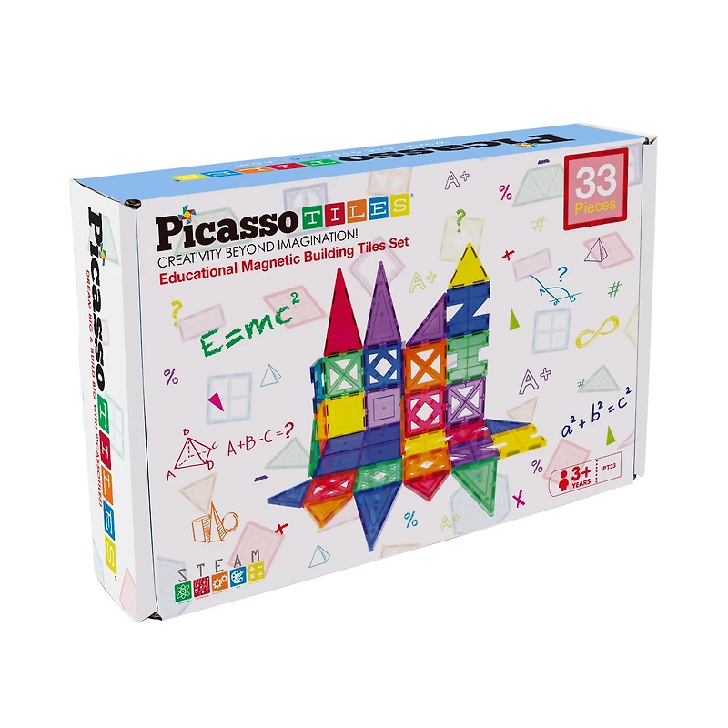 PicassoTiles® 33 Piece Magnetic Tiles