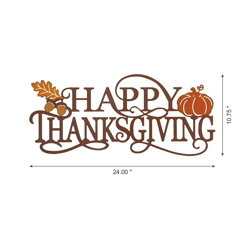 Glitzhome® 24" Metal Happy Thanksgiving Wall Décor