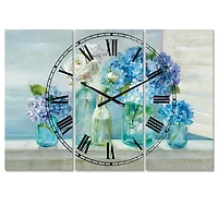 Designart 'Coastl Flowers Bouquets Coastal Multipanel Wall Clock