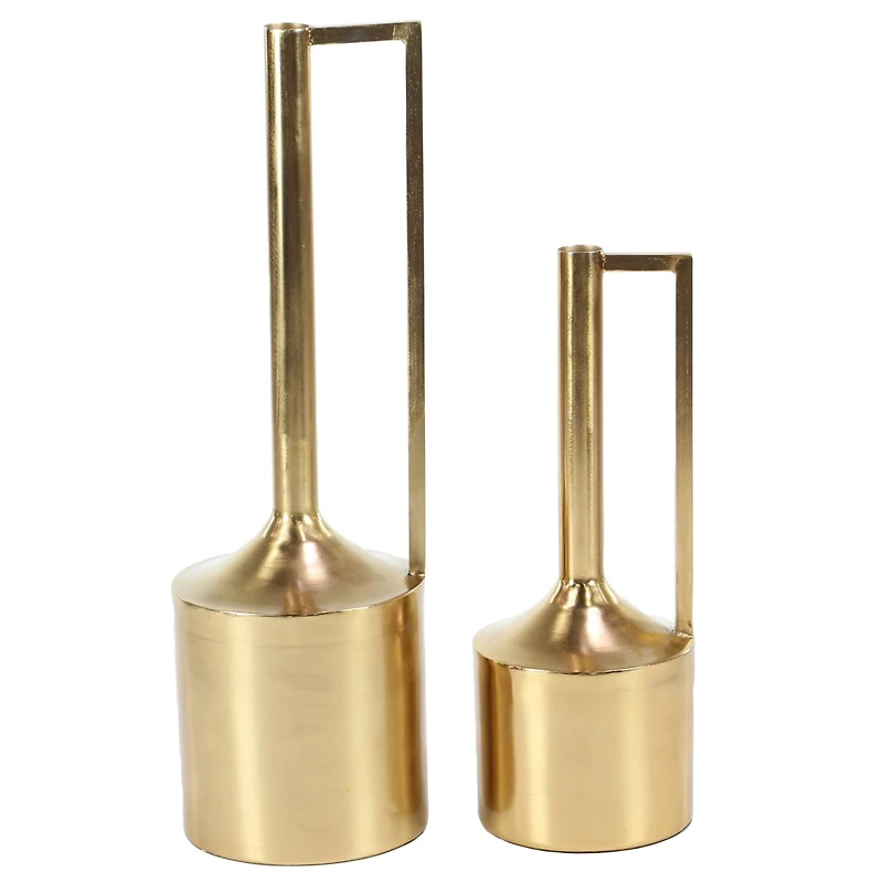 Set of 2 Gold Metal Glam Vase, 16", 22"