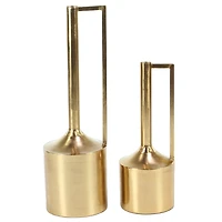 Set of 2 Gold Metal Glam Vase, 16", 22"