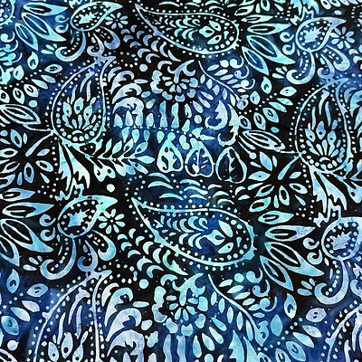 Feldman Premium Indonesian Batik Navy & Lilac Paisley Fabric