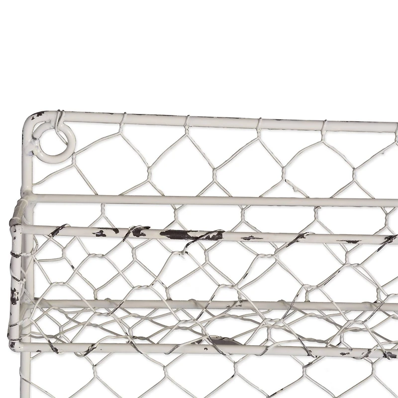 DII® 21" Antique White 4 Row Chicken Wire Spice Rack