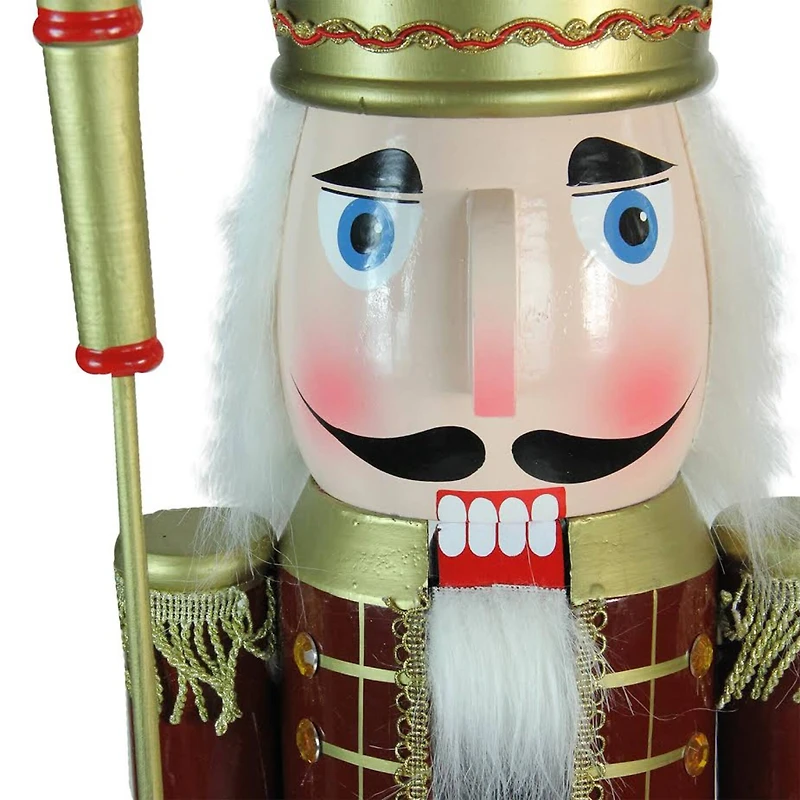 48'' Brown and White Wooden Christmas Nutcracker King with Scepter Decoration