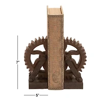 7" Brown Industrial Gear Bookends