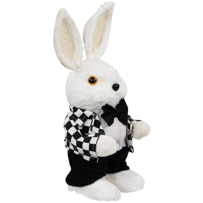 10" Boy Easter Rabbit Figurine in Checkered Jacket