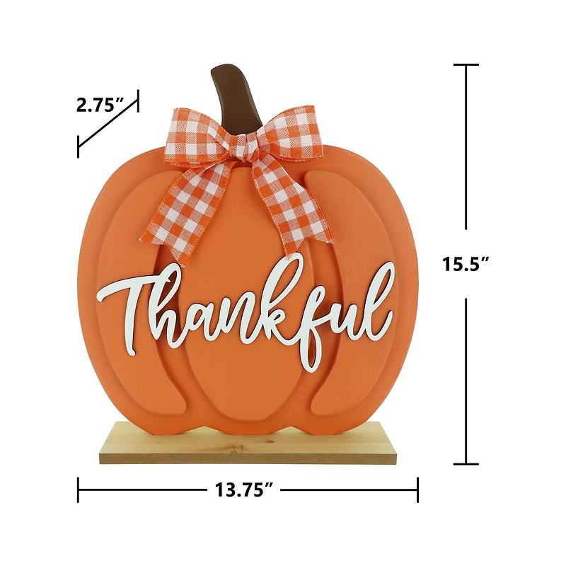 15.5" Thankful Pumpkin with Ribbon Tabletop Décor by Ashland®