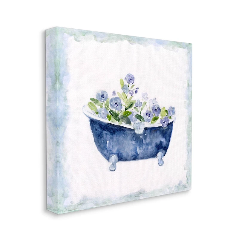 Stupell Industries Charming Blue Foral Bathtub Botanical Canvas Wall Art