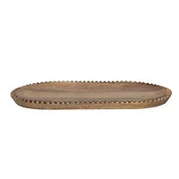 Hello Honey® 16" Hand-Carved Mango Wood Tray with Wood Beads