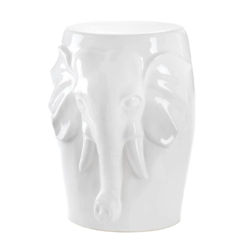 18" Elephant Ceramic Decorative Stool