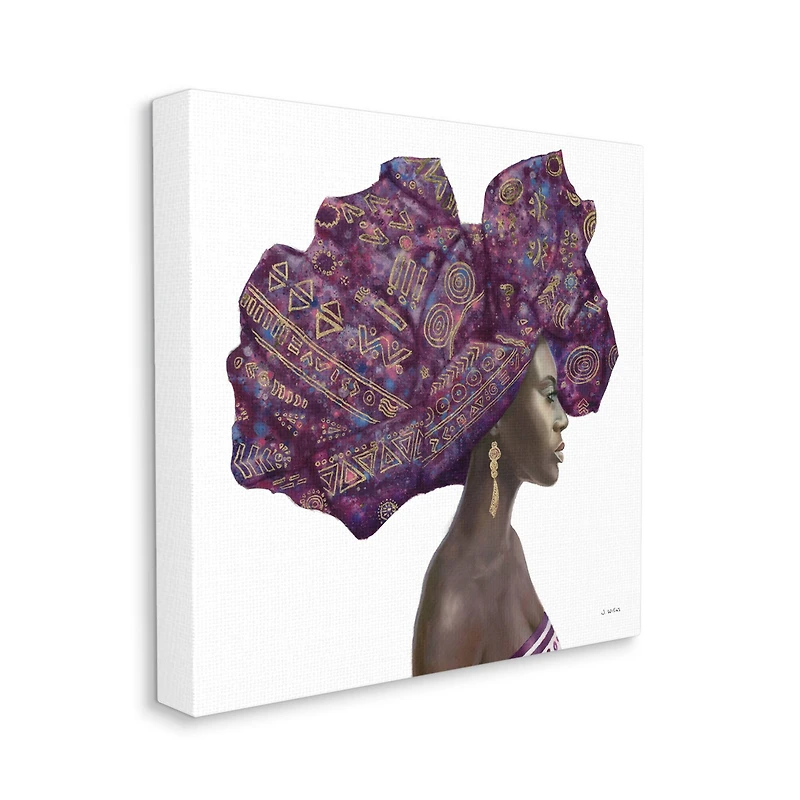 Stupell Industries Purple & Gold Headwrap Female Portrait Canvas Wall Art