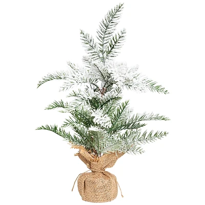 17.5" Unlit Flocked Artificial Christmas Tree with Burlap Base