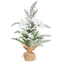 17.5" Unlit Flocked Artificial Christmas Tree with Burlap Base