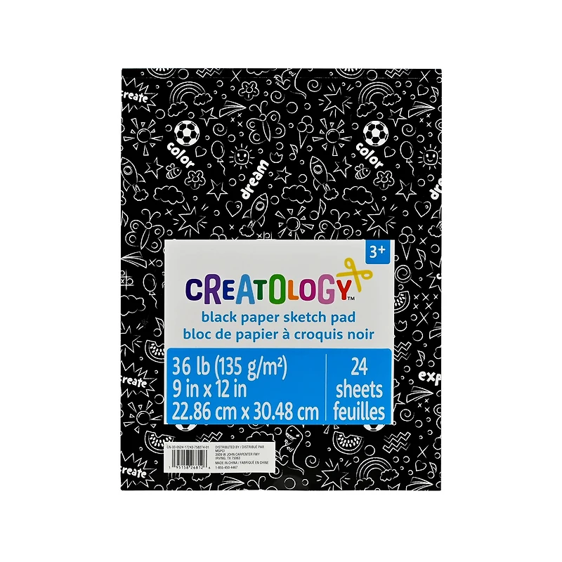 9" x 12" Black Paper Sketch Pad by Creatology™