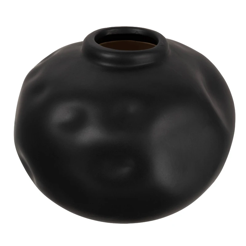 Hello Honey® 5.5" Matte Black Pinched Organic Shape Terracotta Vase