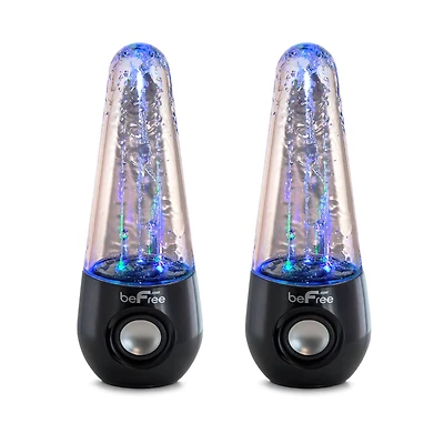 beFree Sound Black Bluetooth LED Dancing Water Multimedia Speakers