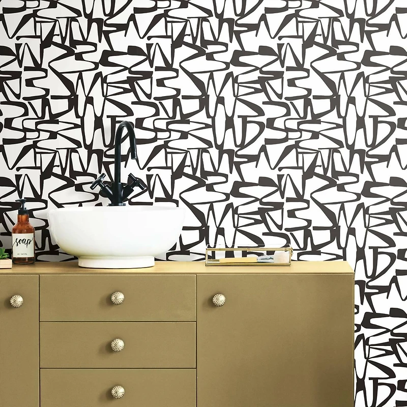 RoomMates Black Enigmatic Peel & Stick Wallpaper
