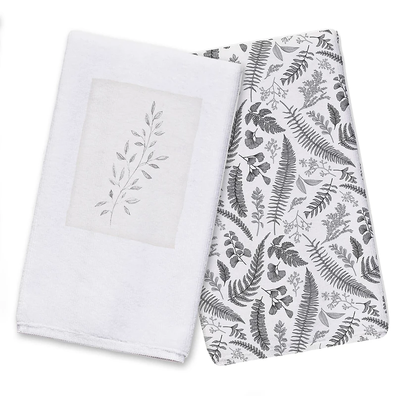 Leaves on Linen Tea Towel Set