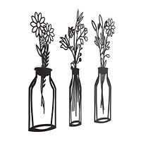 Habitat Decor 28" Wazon Black Botanical Vases Metal Wall Art Set