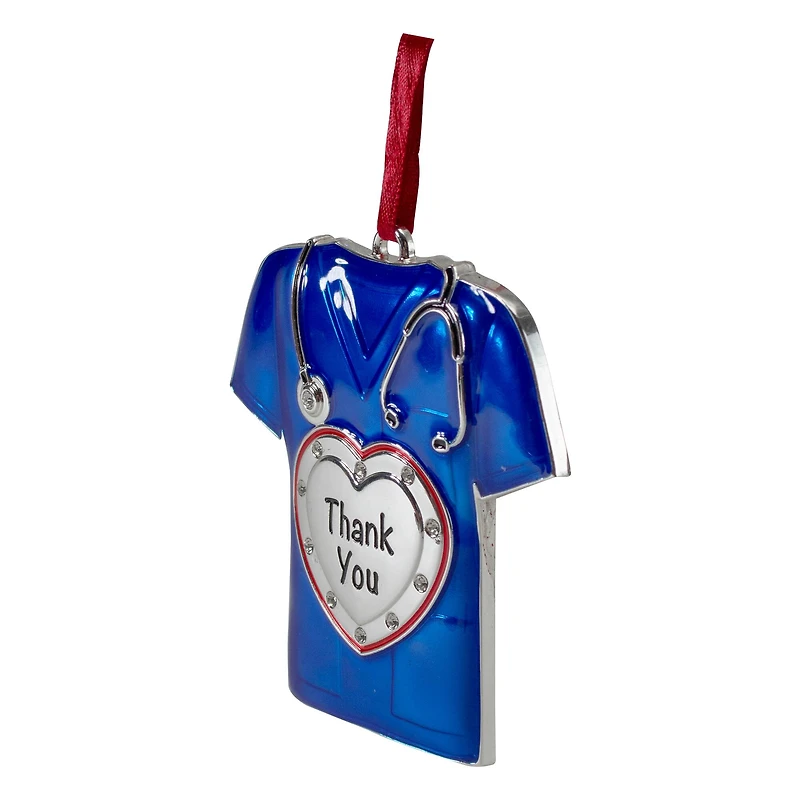 Silver Plated Blue Scrubs Crystal Embellished Ornament