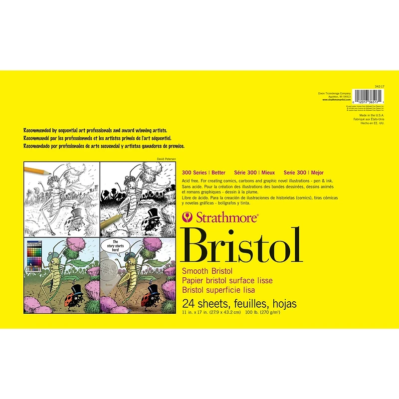 Strathmore Sequential Bristol Paper Pad, 300 Series, 11" x 17", Smooth