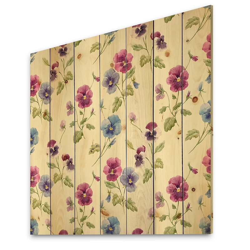 Designart - Pink and Blue Pansy Flowers I