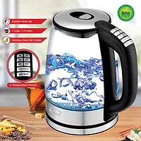 Brentwood 1.79qt. Cordless Digital Glass Electric Kettle with 6 Precise Temperature Presets and Swivel Base