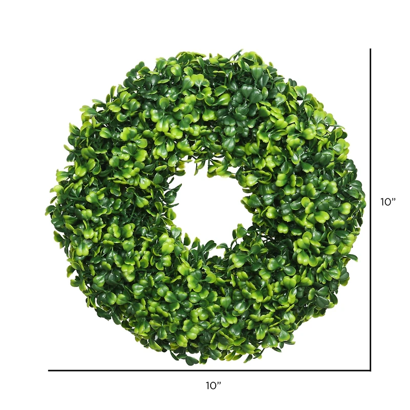 10" Green Mini Button Leaf Wreath