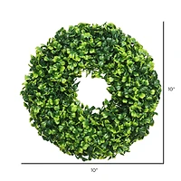 10" Green Mini Button Leaf Wreath