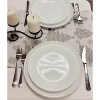 Wizardi 13.75" x 67" Silver Pine Trees Christmas Table Runner