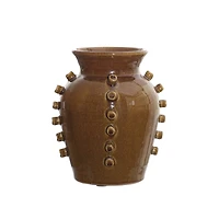 Hello Honey® 10.25" Brown Terra Cotta Vase with Hobnails