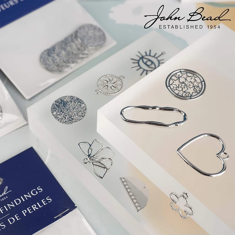 John Bead 25mm Silver Heart Side Link Beadwork Pendants, 6ct.