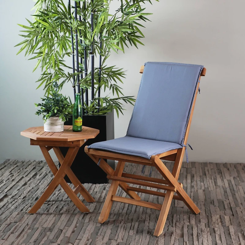 36" Brown Teak Wood Folding Outdoor Dining Chair With Cushions Set