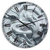 Designart Waves of White Gray Paint Large Modern Wall Clock