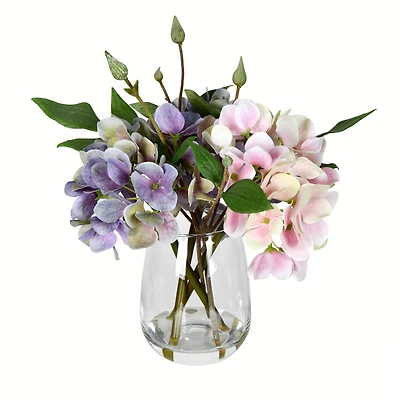 11" Light Pink & Purple Hydrangea Arrangement