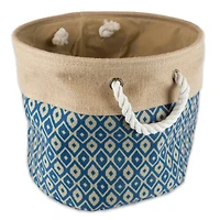 DII® 15" Blue Ikat Round Burlap Bin
